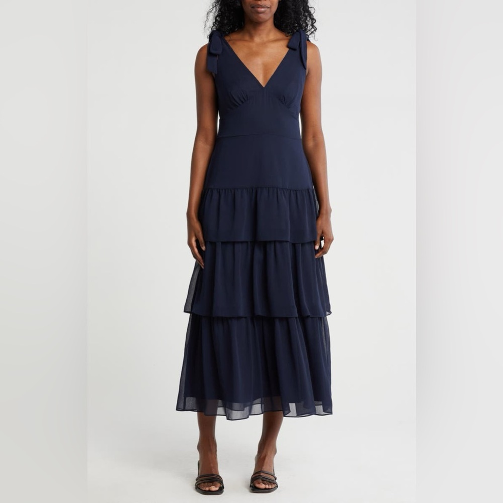 Julia Jordan Tie Strap Tier Cocktail Dress